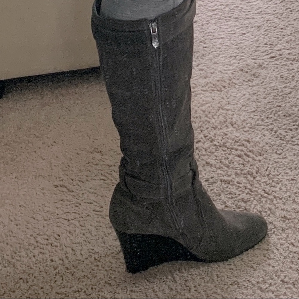 Suede Gray Boots, Adjustable Width - image 2